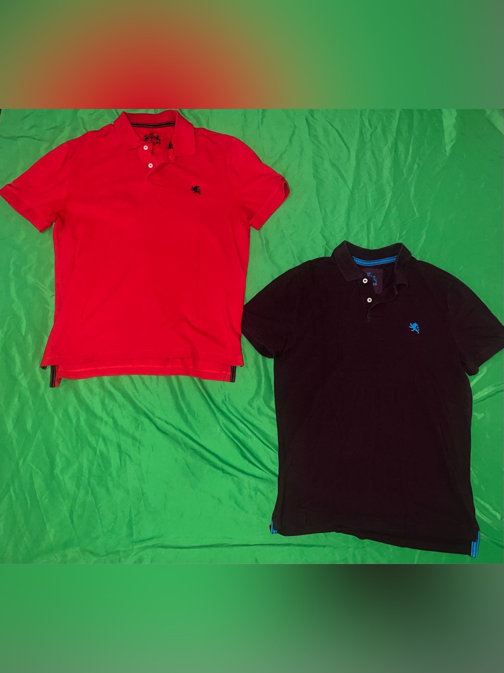 Express Men's Red and Burgundy Polo Shirt Bundle with Embroidered Logo size M